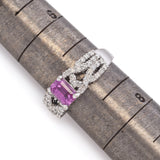 18K White Gold 1.25ct Pink Sapphire and Diamond Ring