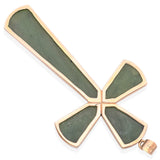 Vintage 14K Yellow Gold Green Jade Cross Pendant