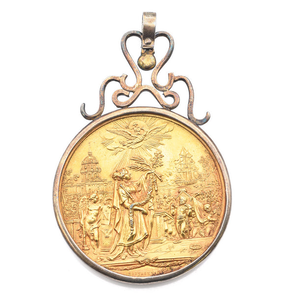 1830 Napoleon's Coffin Returned to Paris Gold plated Copper Medal Pendant