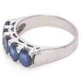 Vintage Silver 5 Stone 3.1 TCW Blue Sapphire Ring