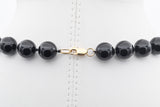 Estate 14K Yellow Gold Black Onyx Beaded Strand Necklace