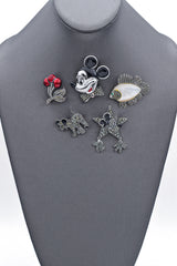 Lot of 14 Judith Jack Disney Sterling Marcasite Onyx Mickey Dalmation Brooches