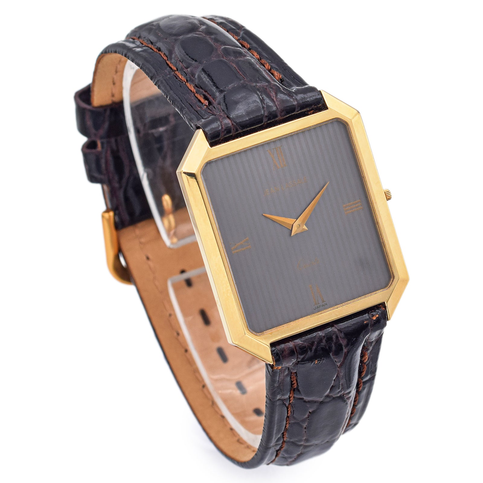 Vintage Jean Lassale 18K Yellow Gold Quartz Men s Watch Blue Ribbon Rarities