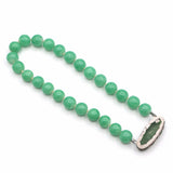 Vintage Silver Peking Glass with Jade Clasp Choker Necklace 15 Inches