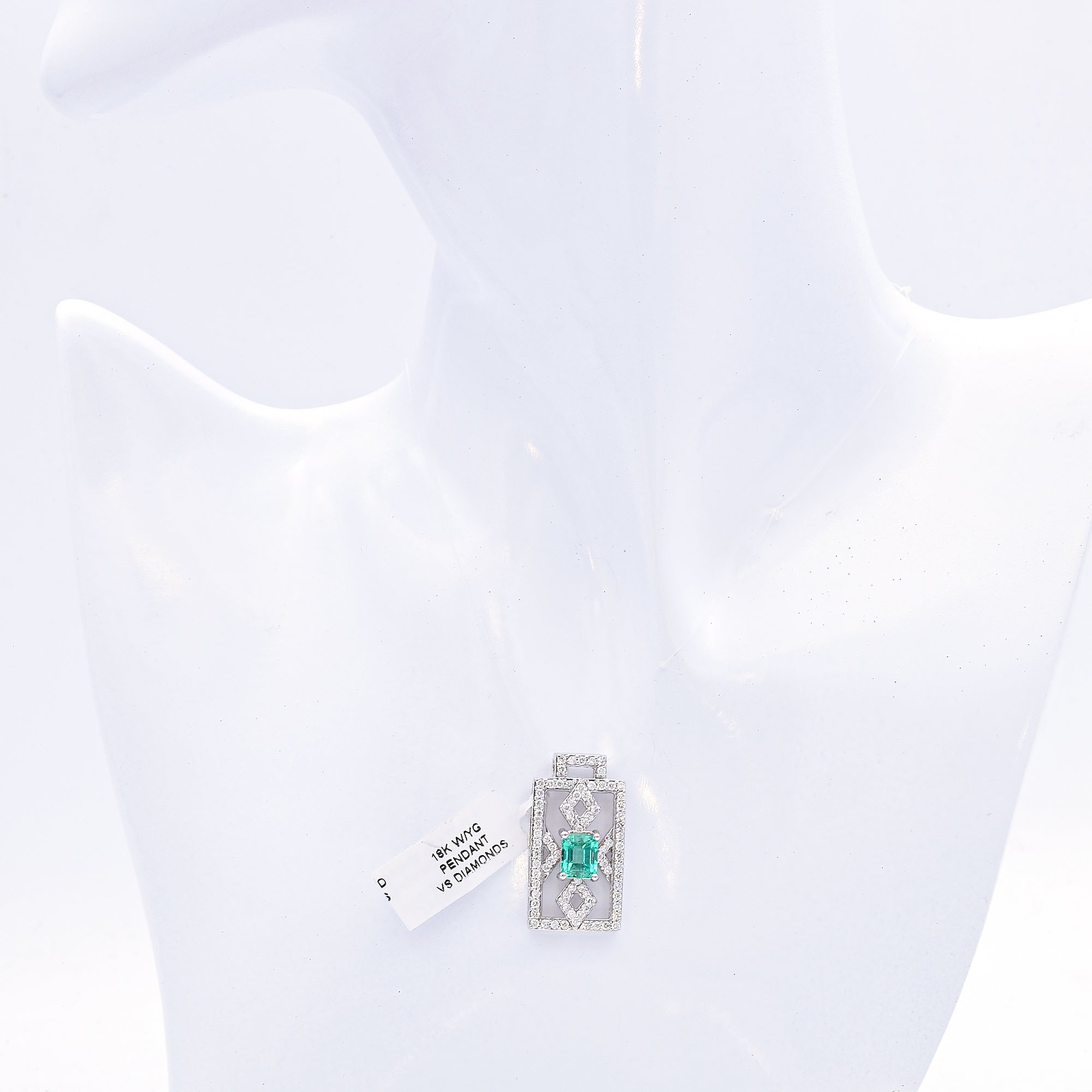 Estate 18K White Gold 1.37 Ct Colombian Emerald & 0.85 TCW Diamond Pendant