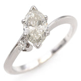 14K White Gold 0.86 TCW Old Marquise Cut Diamond Bypass Engagement Ring