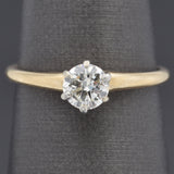 Vintage 14K Yellow Gold, White Gold Setting, 0.54 Ct. Round Diamond Solitaire Band Ring Size 6.75