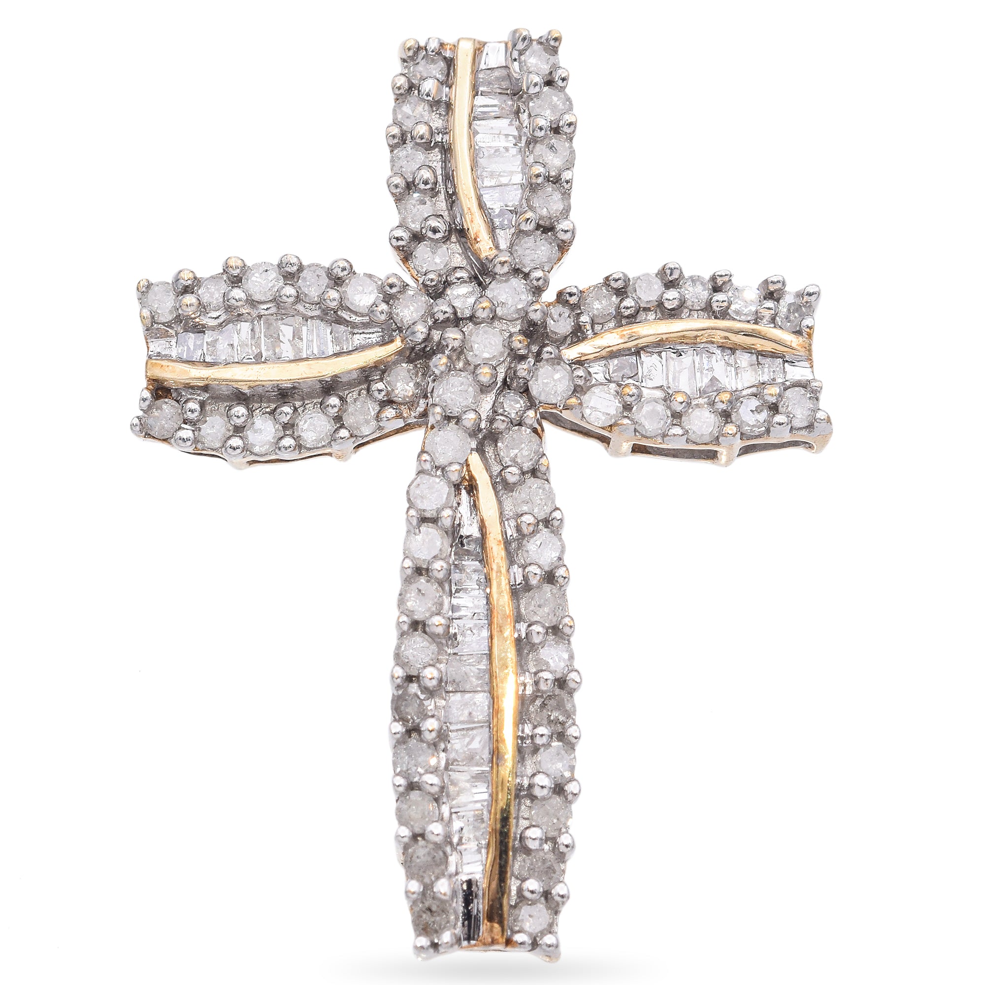 10K Yellow Gold 1.25 TCW Diamond Cross Pendant