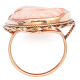 Antique14K Yellow Gold Cameo Shell Cocktail Ring Size 6.5