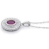 Vintage 14K White Gold Ruby & Diamond Pendant Necklace