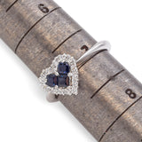 14K White Gold Sapphire and Diamond Heart Ring