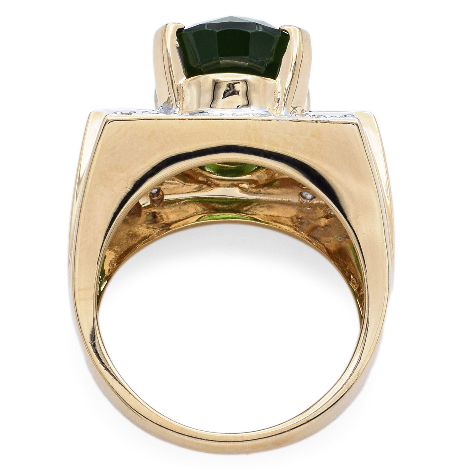 Laura Ramsey 14K Yellow Gold 6.43Ct Green Tourmaline, 0.56TCW Diamond Ring Size7