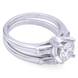 GIA 0.73 Ct Round Brilliant K SI1 Diamond Center 14K White Gold Ring Set 1.03TCW