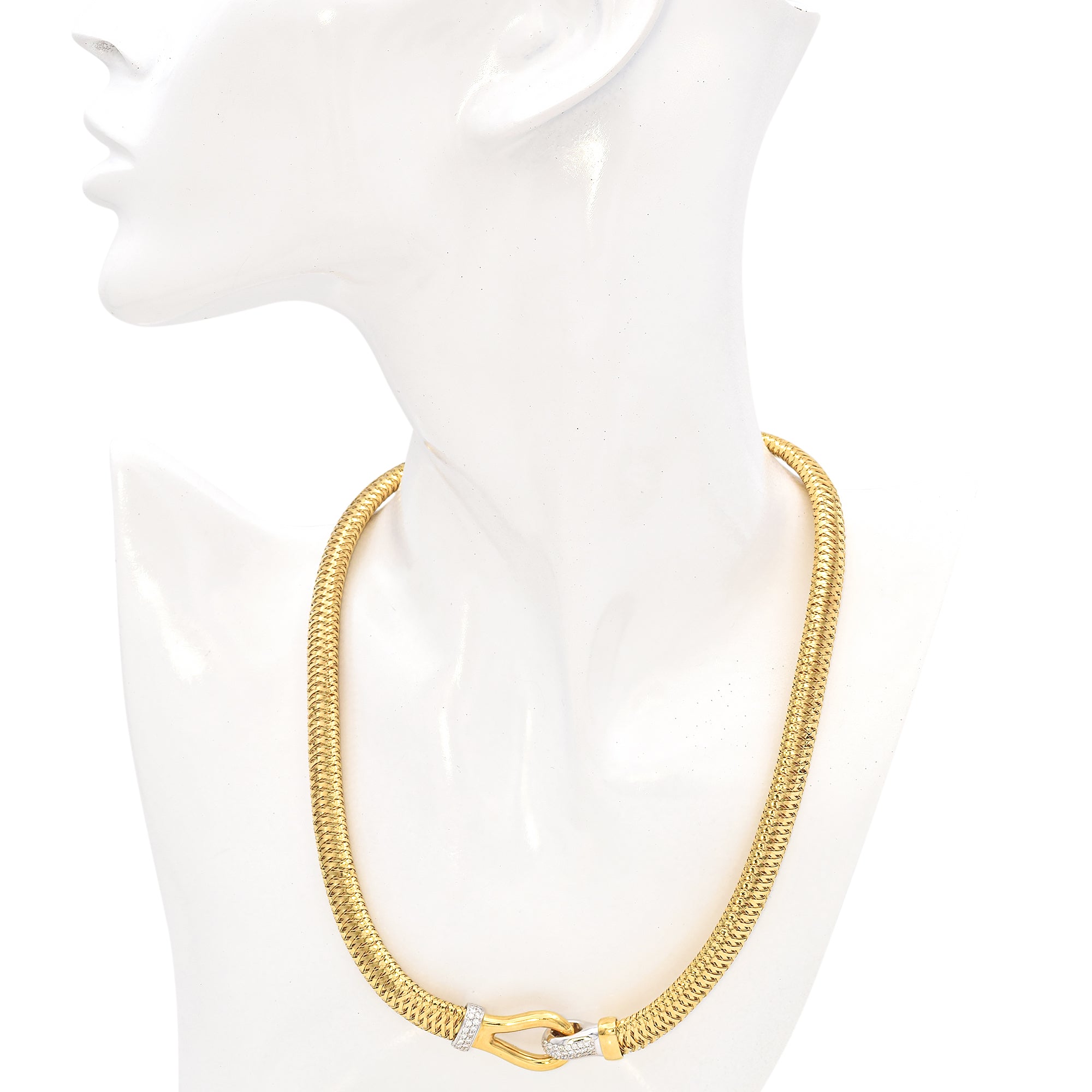 Roberto Coin 18K Yellow Gold Diamond Primavera Weave Stretch Choker Necklace