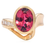 14K Yellow Gold 10 Ct Tourmaline & 0.15 TCW Diamond Cocktail Ring