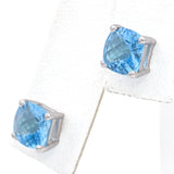 Estate 14K White Gold Swiss Blue Topaz Stud Earrings and Pendant Set