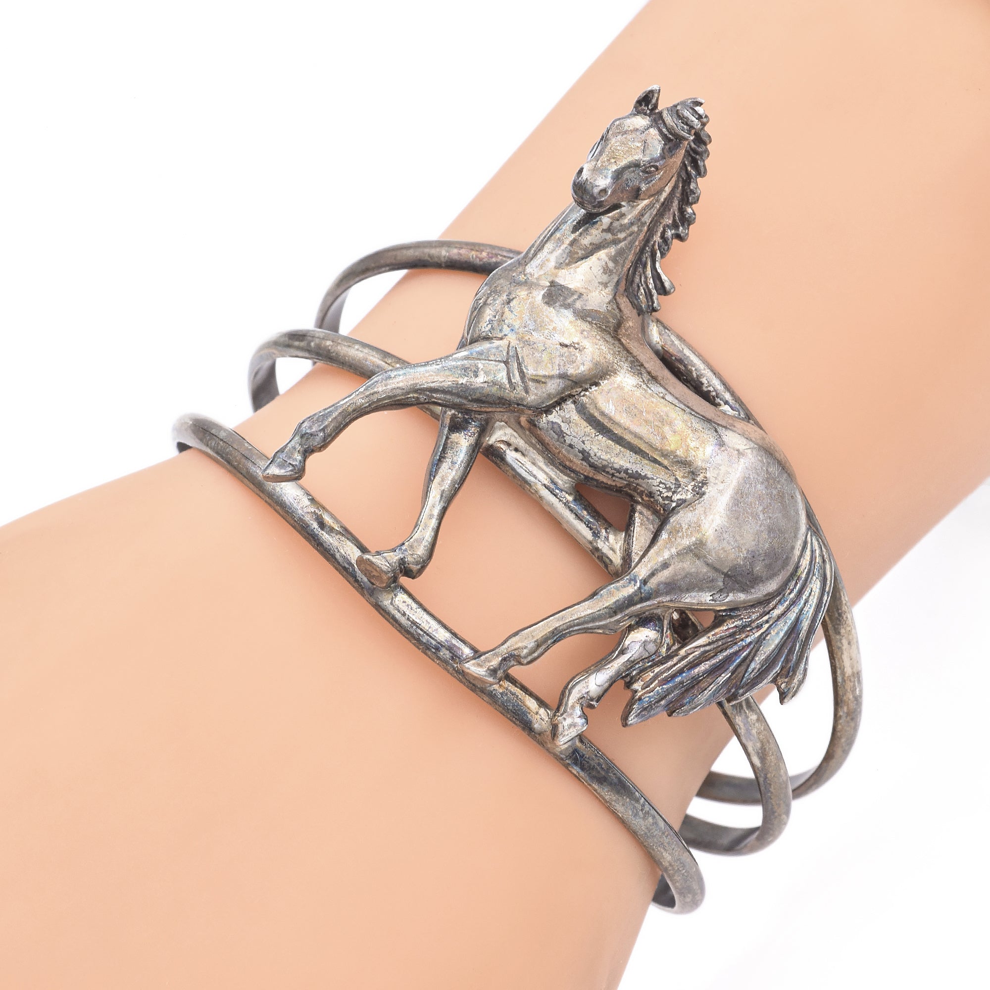 Vintage Carol Felley Sterling Silver Horse Cuff Bracelet