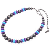 Rocki Gorman Sterling Silver Blue Purple Mojave Turquoise Beaded Strand Necklace