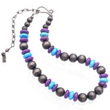 Rocki Gorman Sterling Silver Blue Purple Mojave Turquoise Beaded Strand Necklace