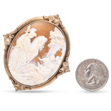 Antique Yellow Gold Cameo The Meeting of Alexander The Great and Diogenes Brooch