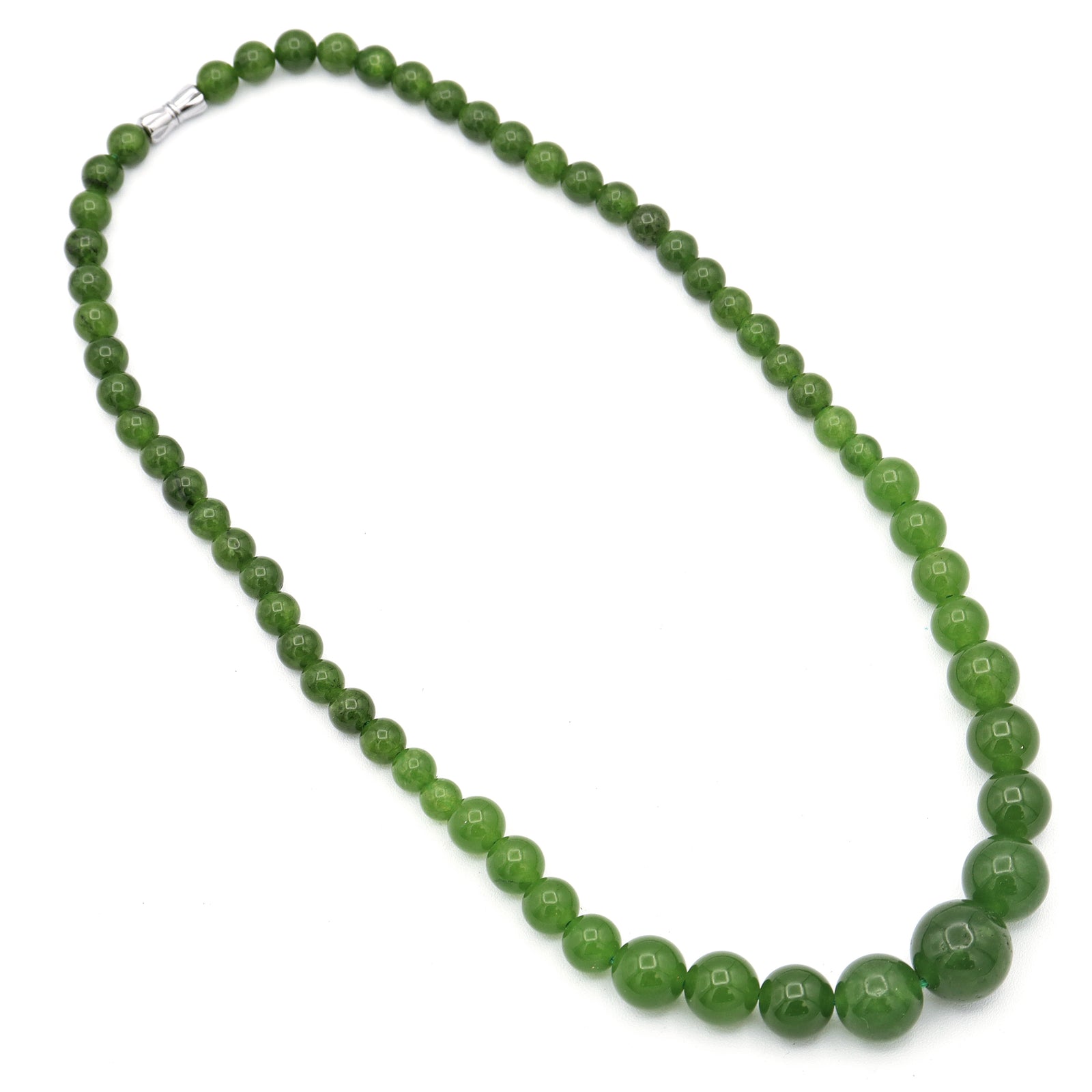 Vintage Estate Jade Beaded 6-strand popular Necklace w/ Gold Plated & Jade Clasp