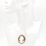 Antique 14K Yellow Gold Cameo Shell Brooch Pin