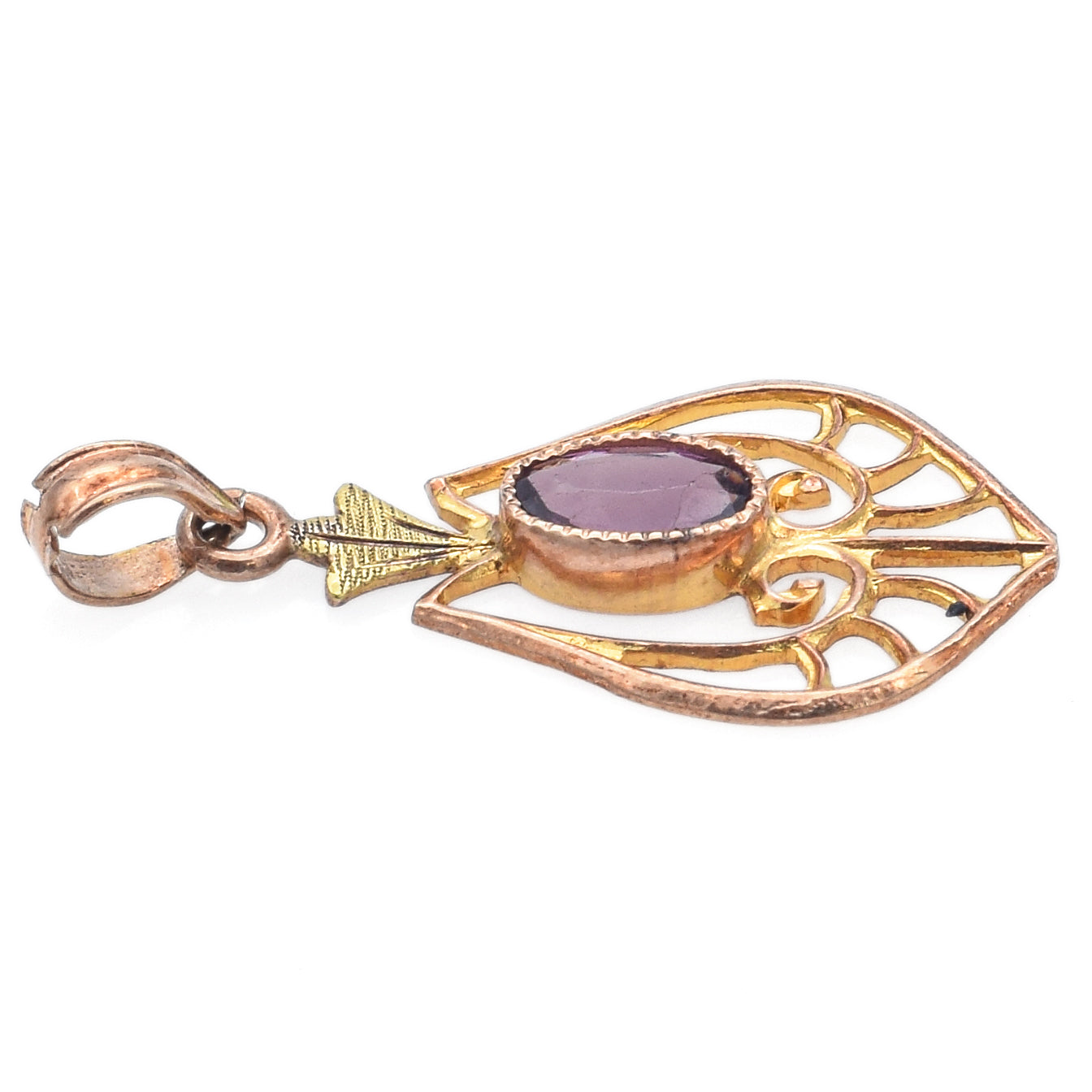 Antique Purple Paste 10K Yellow Gold Pendant