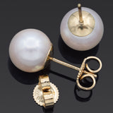 Estate 14K Yellow Gold Pearl Stud Earrings 8 mm