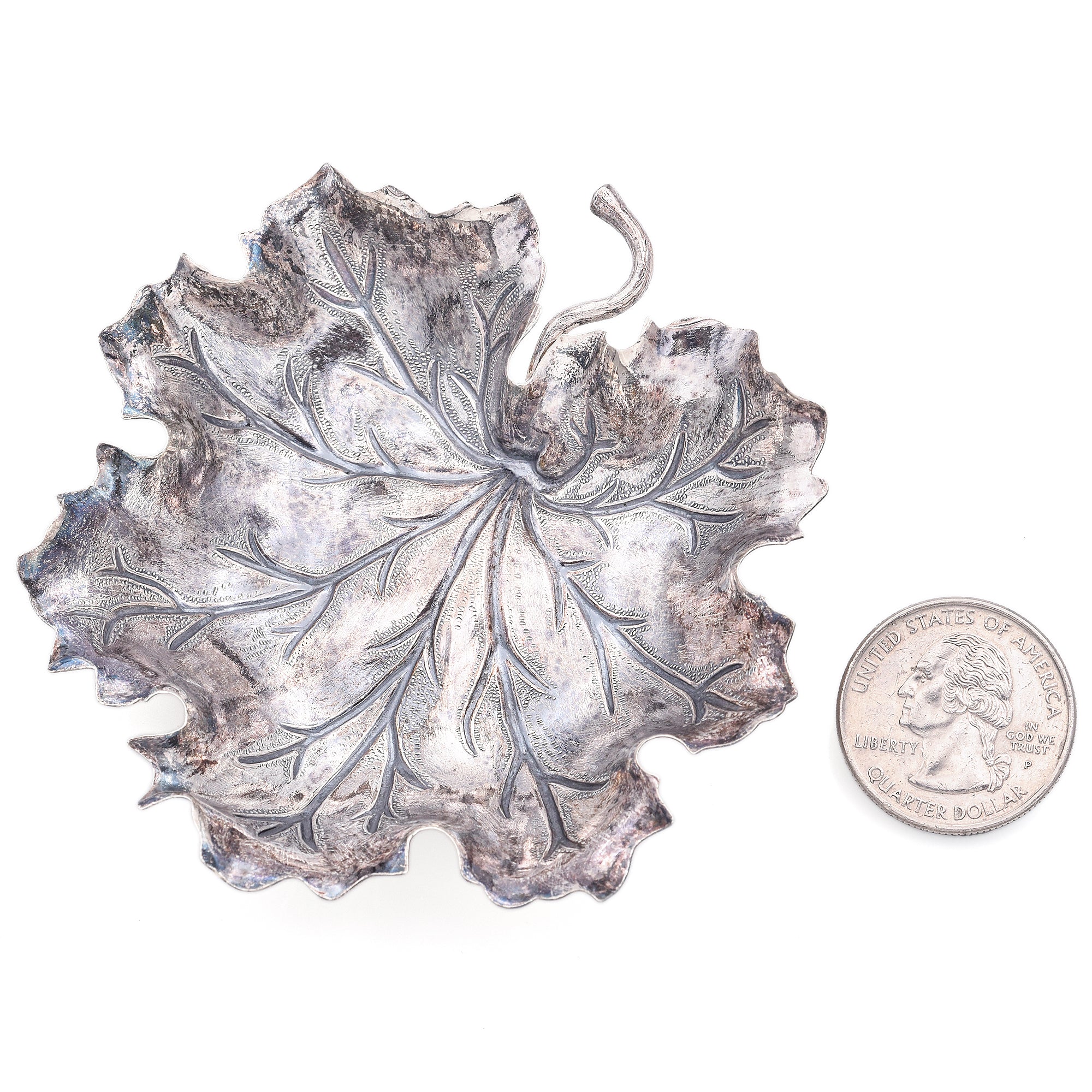 Vintage Buccellati Italy Sterling Silver Oak Leaf Dish