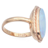 Vintage 14K Yellow Gold Opal Oval Cabochon Cocktail Ring Size 7