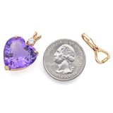 Estate 14K Yellow Gold 19.62 Ct Amethyst & CZ Pendant + Enhancer Bail