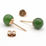 Vintage 10K Rose Gold Nephrite Stud Earrings