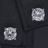 14K White Gold 0.86 TCW Natural Diamond Round Stud Earrings 4.75 mm