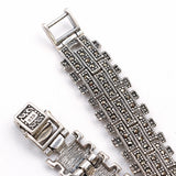 Estate Sterling Silver Marcasite Tennis Link Bracelet, 6.75 Inches