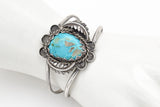 Vintage Sterling Silver Turquoise Southwestern Cuff Bracelet 26.4 Grams