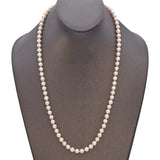 14K Yellow Gold Pearl Strand Necklace 24" + Box