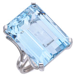 Estate 13K White Gold & Palladium Alloy 22.61Ct Aquamarine Cocktail Ring Size 6