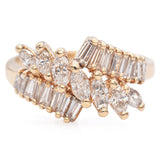 14K Yellow Gold 1.60 TCW Diamond Marquise and Tapered Baguette Ring