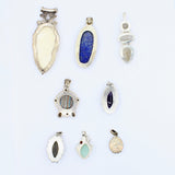 Lot of 8 Vintage Multi Stone Pendants in Sterling Silver