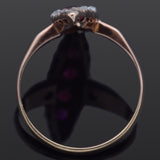 Antique Ruby & 0.39 TCW Rose Cut Diamond 14K Yellow Gold Cocktail Ring Size 6.5