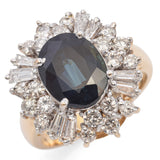 14K Yellow Gold 3.29 Ct. Sapphire and 1.1 TCW Diamond Cocktail Ring