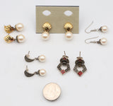 Lot of 5 Judith Jack Sterling Silver Gold Plated Multi-Stone Earrings 45 Grams