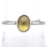 Vintage Rugman 18K White Gold Citrine Oval Cabochon Band Ring Size 9.5