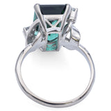 Vintage 14K White Gold 4.2 Ct Emerald Cut Green Tourmaline & Diamond Ring