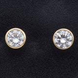 Estate 14K Yellow Gold Cubic Zirconia Stud Earrings 4 mm