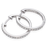 14K White Gold 0.30 TCW Diamond Inside Out Hoop Earrings