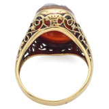 Vintage 14K Yellow Gold Hardstone Cameo Cocktail Ring Size 5