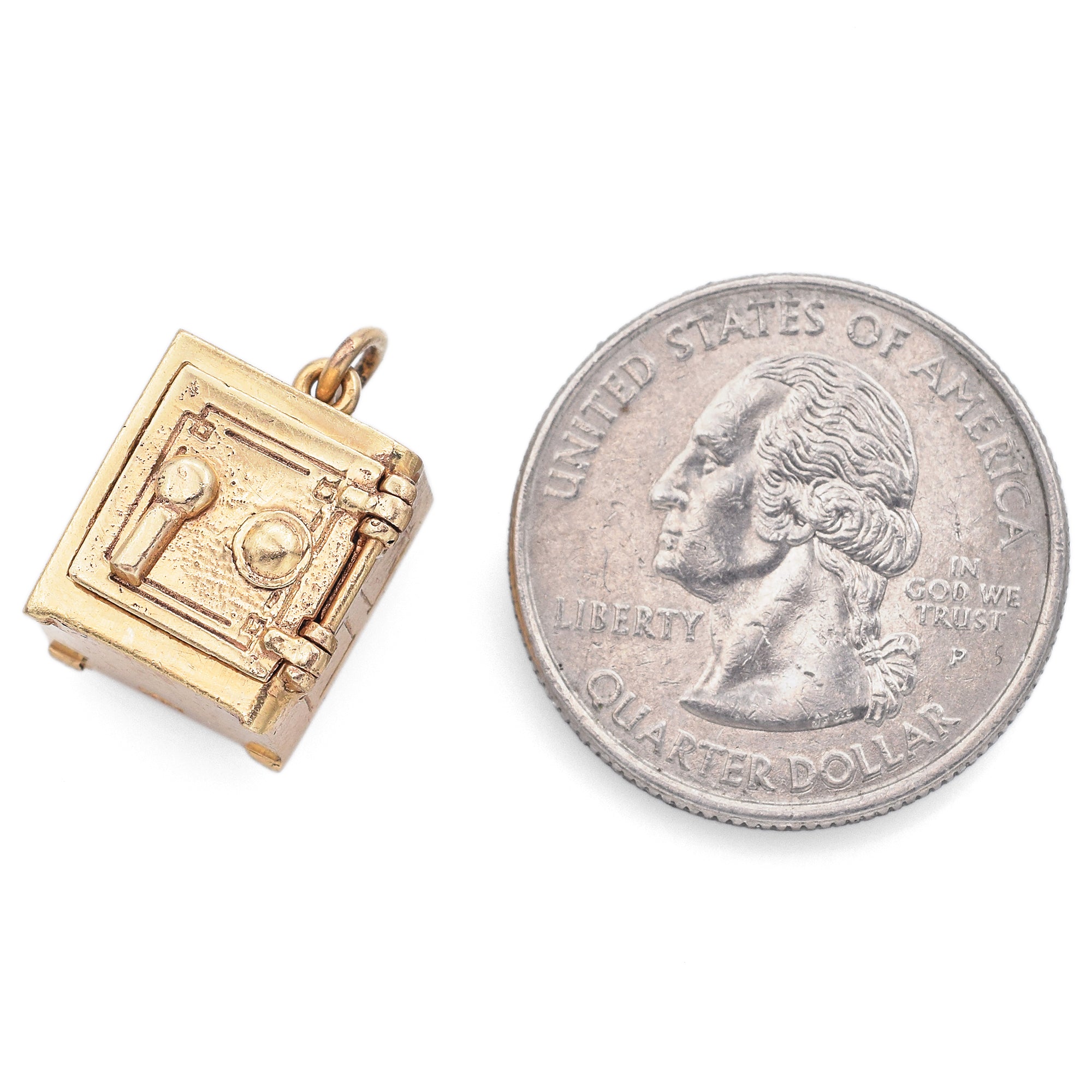 Vintage 14K Yellow Gold Movable Money Safe Charm Pendant