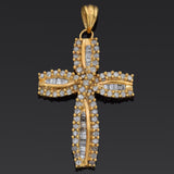 Vintage JWBR 14K Yellow Gold 1.00 TCW Diamond Cross Pendant