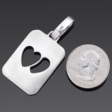 Vintage GUCCI Sterling Silver Double Heart Dog Tag Pendant